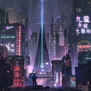 I will do cyberpunk scifi futuristic city without ai use